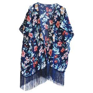Hibiscus Print Kimono Cover Up